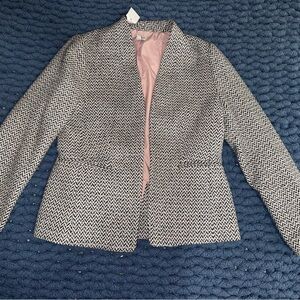 J Crew Black and White Herringbone Blazer